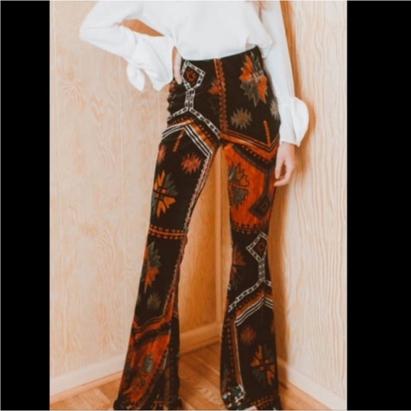 Judith March Velvet Big Sky Boho Flare Pants M